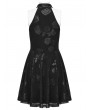 Punk Rave Black Gothic Rose Print Sexy Deep V-neck Sleeveless Short Dress