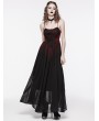 Punk Rave Black and Red Gothic Gorgeous Chiffon Embroidery Long Slip Dress