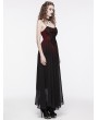 Punk Rave Black and Red Gothic Gorgeous Chiffon Embroidery Long Slip Dress