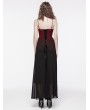 Punk Rave Black and Red Gothic Gorgeous Chiffon Embroidery Long Slip Dress