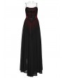 Punk Rave Black and Red Gothic Gorgeous Chiffon Embroidery Long Slip Dress
