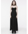 Punk Rave Black Gothic Gorgeous Chiffon Embroidery Long Slip Dress