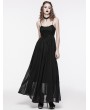 Punk Rave Black Gothic Gorgeous Chiffon Embroidery Long Slip Dress