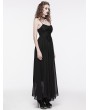 Punk Rave Black Gothic Gorgeous Chiffon Embroidery Long Slip Dress