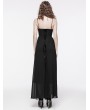 Punk Rave Black Gothic Gorgeous Chiffon Embroidery Long Slip Dress