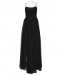 Punk Rave Black Gothic Gorgeous Chiffon Embroidery Long Slip Dress