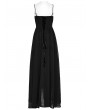 Punk Rave Black Gothic Gorgeous Chiffon Embroidery Long Slip Dress