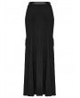 Punk Rave Black Gothic Punk Mesh Splicing Drawstring Slit Maxi Skirt