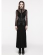 Punk Rave Black Gothic Lace Applique Mesh Long Sleeve Slim Fit Dress