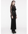 Punk Rave Black Gothic Lace Applique Mesh Long Sleeve Slim Fit Dress