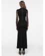 Punk Rave Black Gothic Lace Applique Mesh Long Sleeve Slim Fit Dress