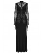 Punk Rave Black Gothic Lace Applique Mesh Long Sleeve Slim Fit Dress