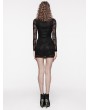 Punk Rave Black Gothic Elegant Lace Embroidery Long Sleeve Short Dress