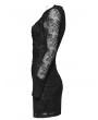 Punk Rave Black Gothic Elegant Lace Embroidery Long Sleeve Short Dress