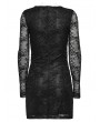 Punk Rave Black Gothic Elegant Lace Embroidery Long Sleeve Short Dress