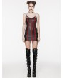 Punk Rave Black and Red Gothic Punk Rivet Webbing Sexy Slim Short Dress