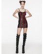 Punk Rave Black and Red Gothic Punk Rivet Webbing Sexy Slim Short Dress