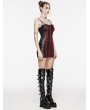 Punk Rave Black and Red Gothic Punk Rivet Webbing Sexy Slim Short Dress