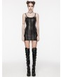 Punk Rave Black Gothic Punk Rivet Webbing Sexy Slim Short Dress