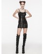 Punk Rave Black Gothic Punk Rivet Webbing Sexy Slim Short Dress