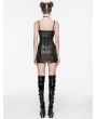 Punk Rave Black Gothic Punk Rivet Webbing Sexy Slim Short Dress