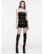 Punk Rave Black Gothic Cute Punk Mesh Mini Skirt with Detachable Belt