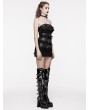 Punk Rave Black Gothic Cute Punk Mesh Mini Skirt with Detachable Belt