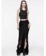 Punk Rave Black Gothic Front Split Lace Ruffled Long Skirt