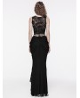 Punk Rave Black Gothic Front Split Lace Ruffled Long Skirt