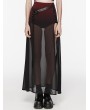 Punk Rave Black and Red Gothic Daily Chiffon Sheer High Slit Maxi Skirt