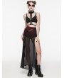 Punk Rave Black and Red Gothic Daily Chiffon Sheer High Slit Maxi Skirt