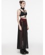 Punk Rave Black and Red Gothic Daily Chiffon Sheer High Slit Maxi Skirt