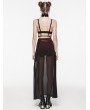 Punk Rave Black and Red Gothic Daily Chiffon Sheer High Slit Maxi Skirt