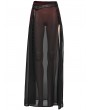 Punk Rave Black and Red Gothic Daily Chiffon Sheer High Slit Maxi Skirt