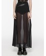 Punk Rave Black Gothic Daily Chiffon Sheer High Slit Maxi Skirt