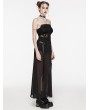 Punk Rave Black Gothic Daily Chiffon Sheer High Slit Maxi Skirt