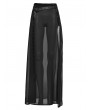 Punk Rave Black Gothic Daily Chiffon Sheer High Slit Maxi Skirt