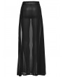 Punk Rave Black Gothic Daily Chiffon Sheer High Slit Maxi Skirt