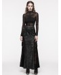Punk Rave Black Gorgeous Lace Ruffle Trim Gothic Maxi Skirt