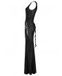 Punk Rave Black Gothic Fin Perspective Mesh Sleeveless Long Sexy Dress