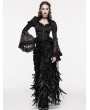 Punk Rave Black Gorgeous Queen Rose Feather Embellished Gothic Long Skirt