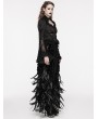 Punk Rave Black Gorgeous Queen Rose Feather Embellished Gothic Long Skirt