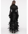 Punk Rave Black Gorgeous Queen Rose Feather Embellished Gothic Long Skirt