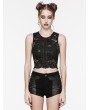 Punk Rave Black Gothic Daily Cross Embroidery Lace Tank Top for Women