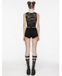 Punk Rave Black Gothic Daily Cross Embroidery Lace Tank Top for Women