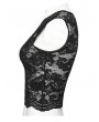 Punk Rave Black Gothic Daily Cross Embroidery Lace Tank Top for Women