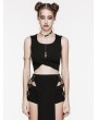 Punk Rave Black Gothic Wasteland Hooded Knit Crop Top for Women