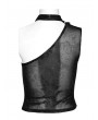 Punk Rave Women's Black Gothic Asymmetric Sexy Mesh Printed Top With Detachable Choker