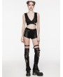Punk Rave Black Gothic Punk Asymmetrical Overlapping Crop Top for Women