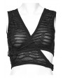 Punk Rave Black Gothic Punk Asymmetrical Overlapping Crop Top for Women